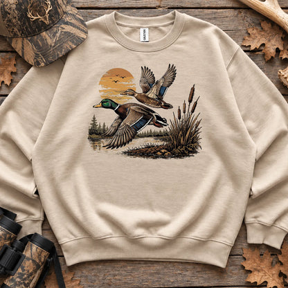 Flying Mallard Sunset Sweatshirt in Sand