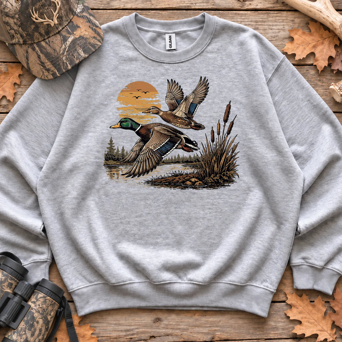 Flying Mallard Sunset Sweatshirt in Sport Grey