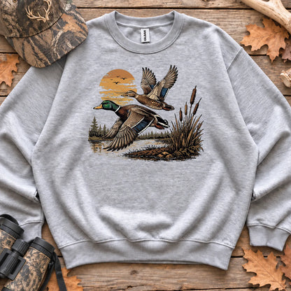 Flying Mallard Sunset Sweatshirt in Sport Grey