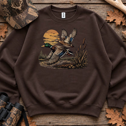 Flying Mallard Sunset Sweatshirt in Dark Chocolate