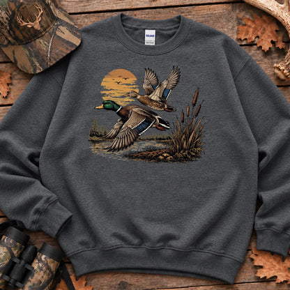 Flying Mallard Sunset Sweatshirt in Dark Heather