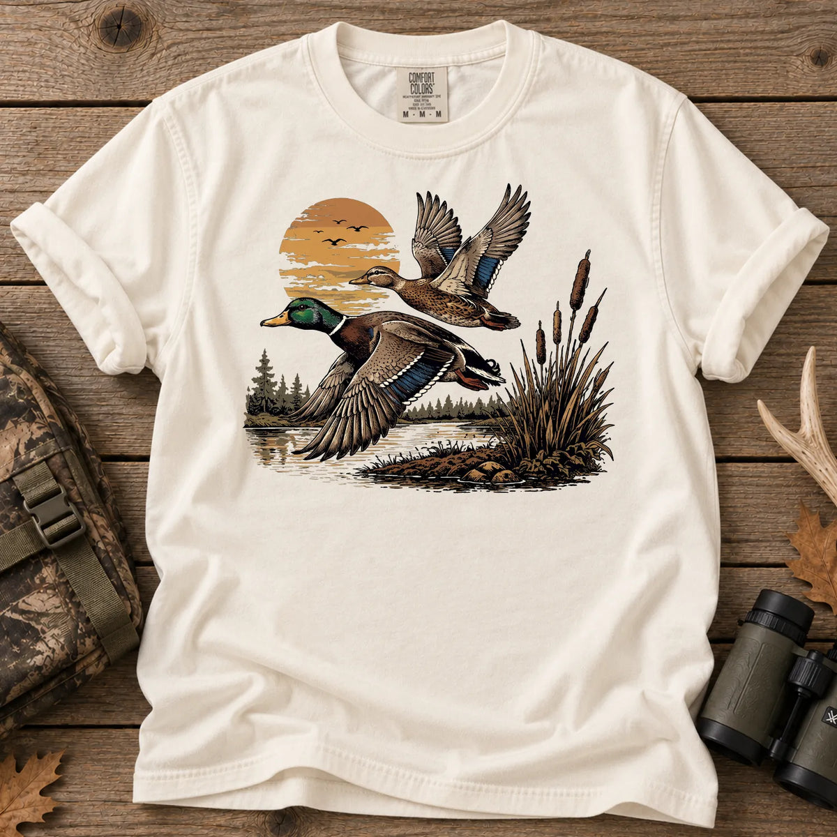 Flying Mallards Sunset T-Shirt in Ivory