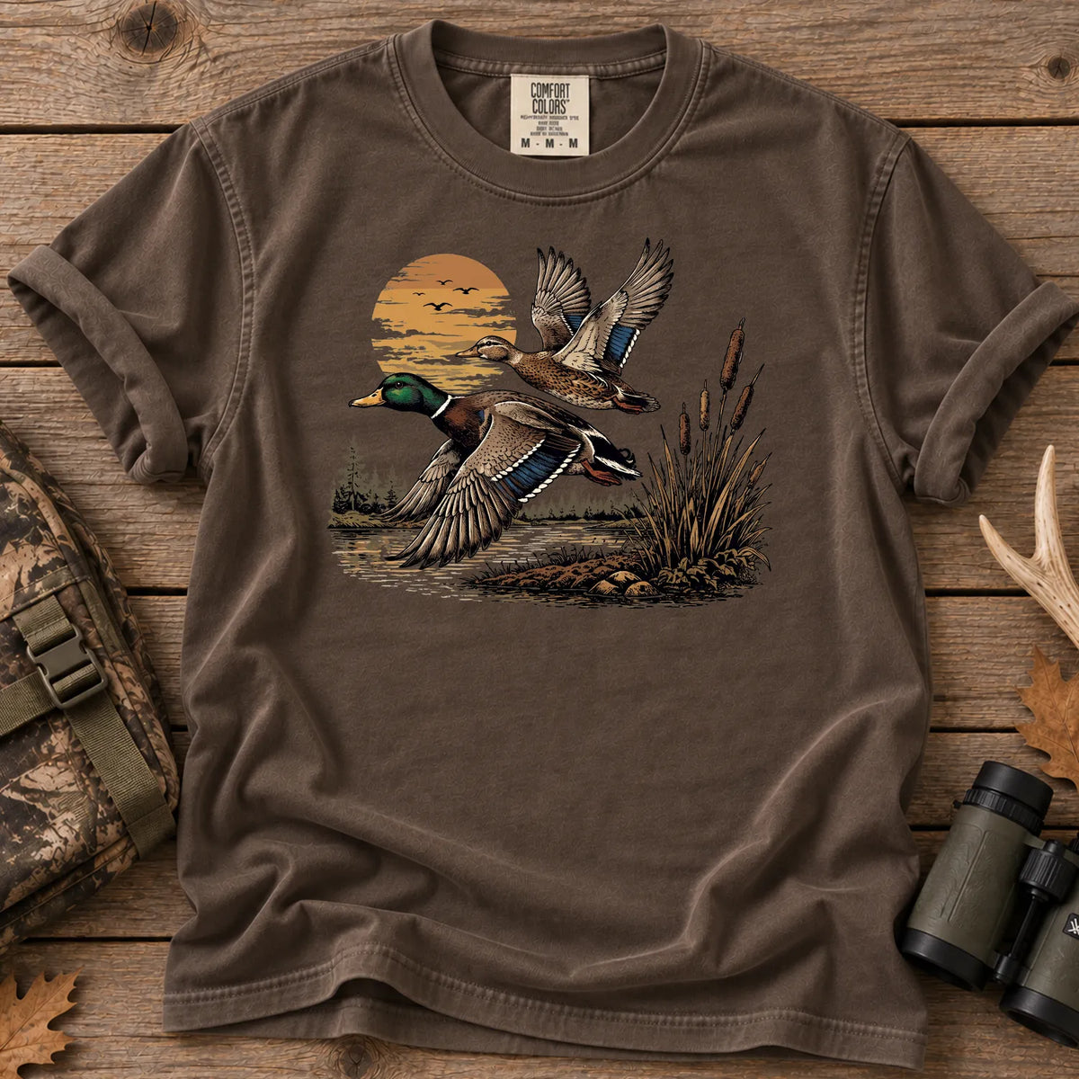 Flying Mallards Sunset T-Shirt in Espresso