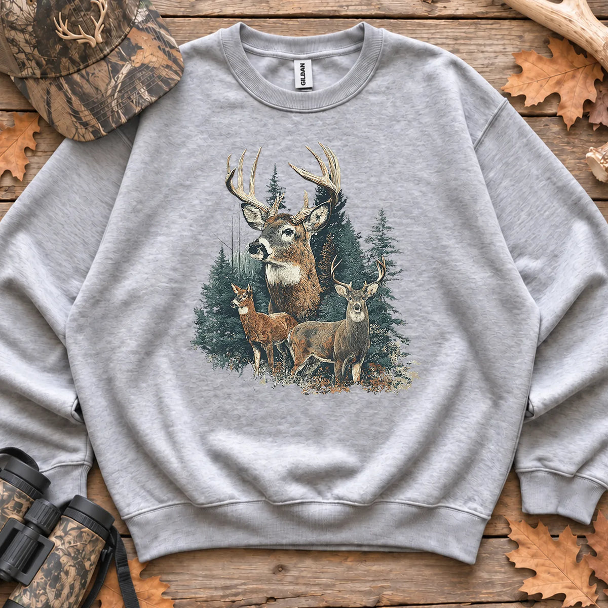 Forest Deer Family Sweatshirt in Sport Grey
