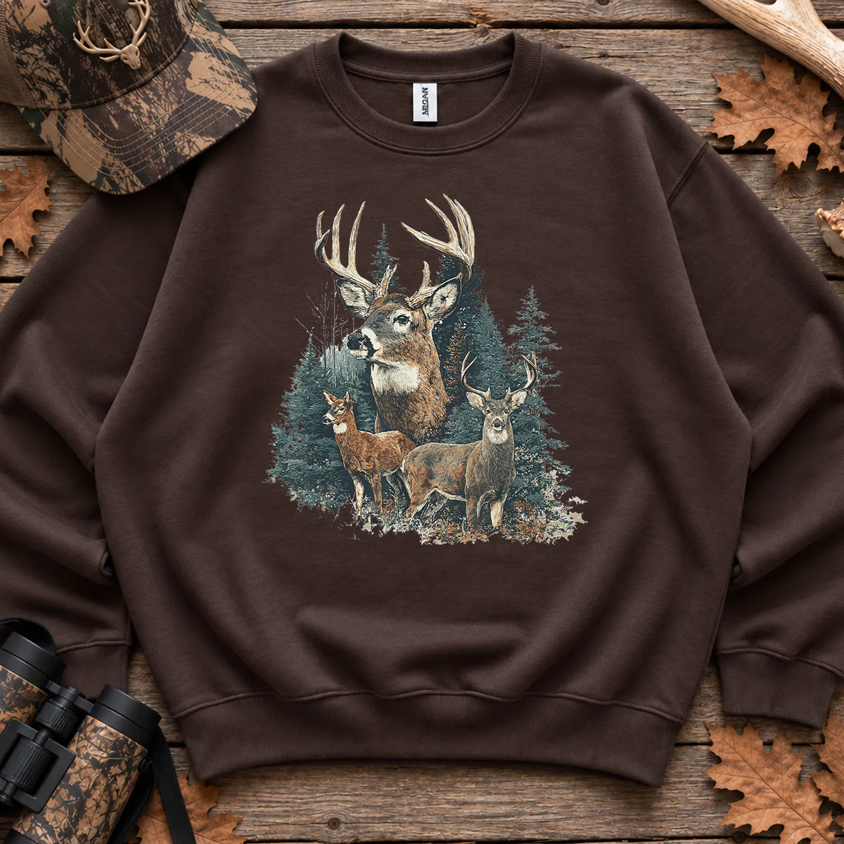 Forest Deer Family Sweatshirt in Dark Chocolate