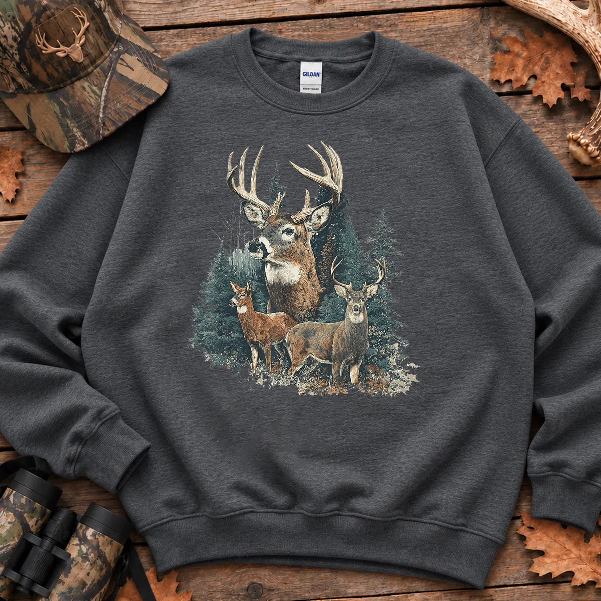 Forest Deer Family Sweatshirt in Dark Heather