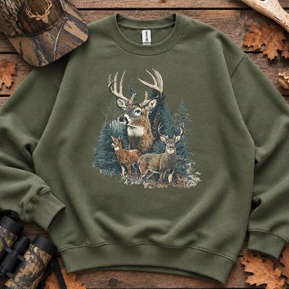 Forest Deer Family Sweatshirt in Military Green