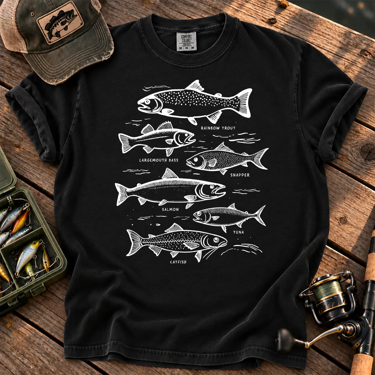 Freshwater Fish Identification T-Shirt in Black