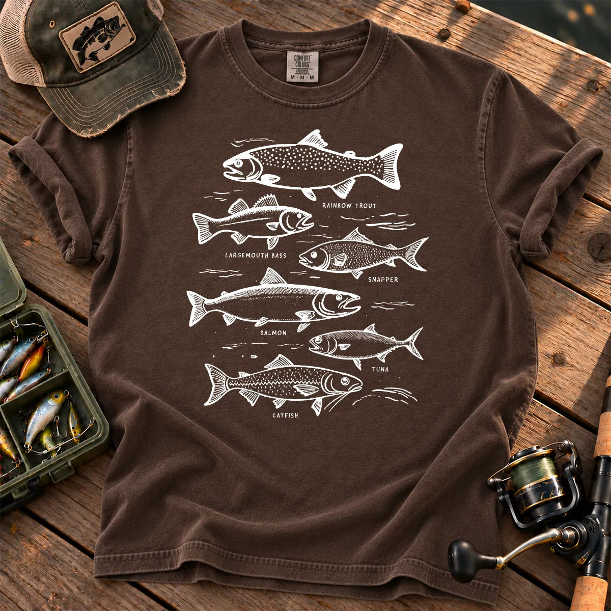 Freshwater Fish Identification T-Shirt in Espresso