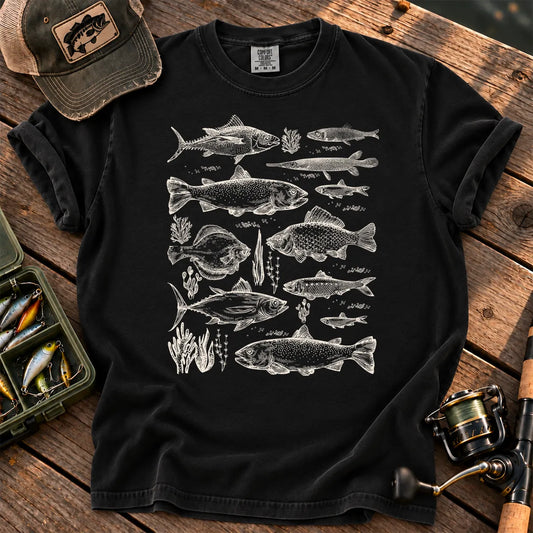 Freshwater Fish Species T-Shirt in Black
