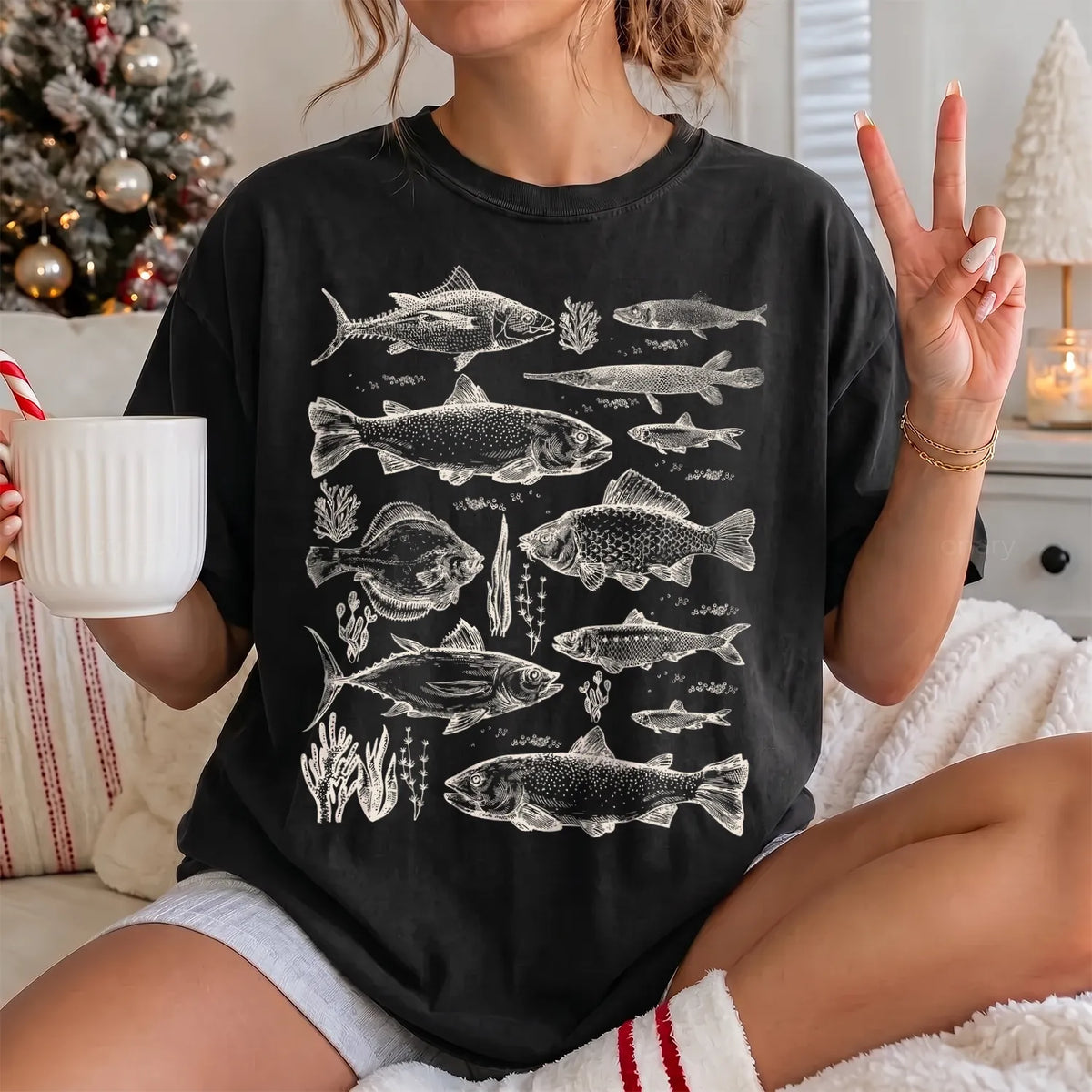 Freshwater Fish Species T-Shirt Women model in Black