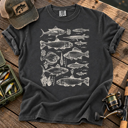 Freshwater Fish Species T-Shirt in Pepper