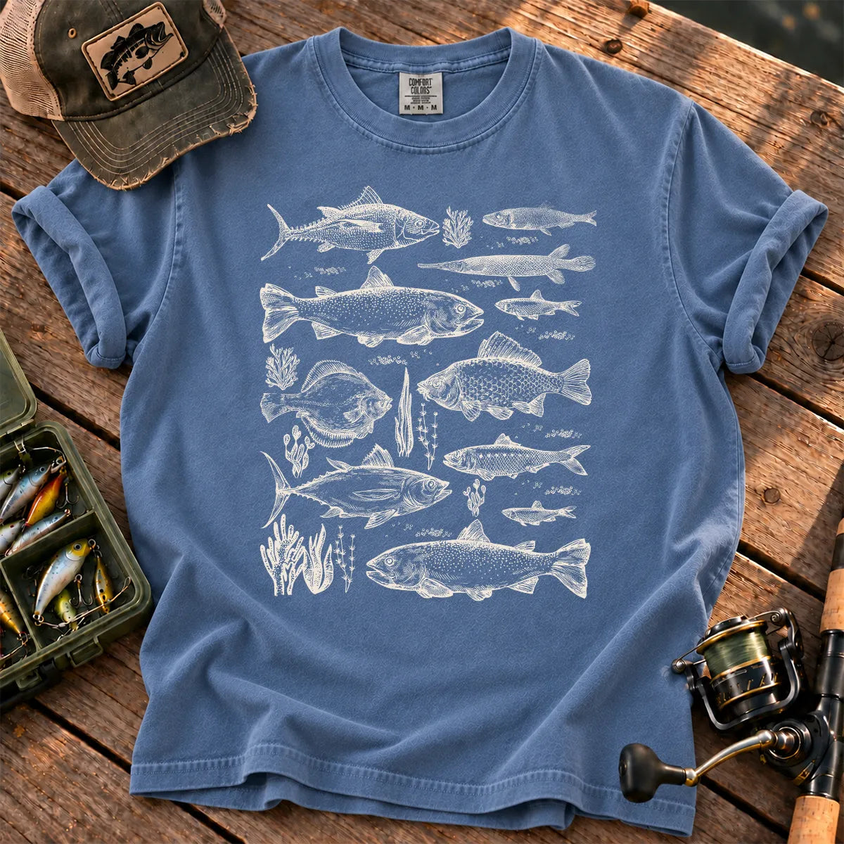 Freshwater Fish Species T-Shirt in Blue Jean