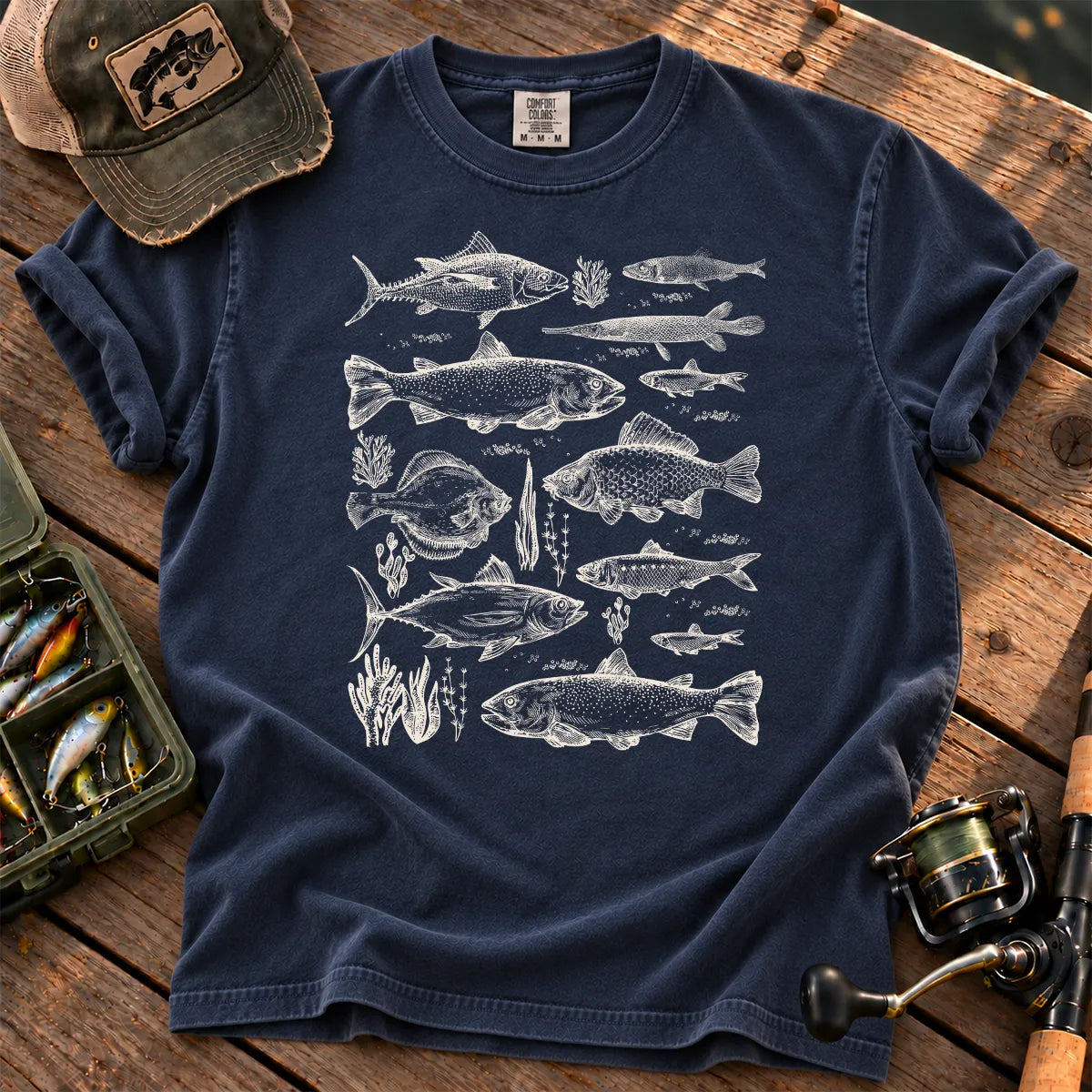 Freshwater Fish Species T-Shirt in True Navy