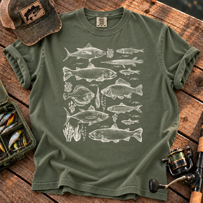 Freshwater Fish Species T-Shirt in Moss