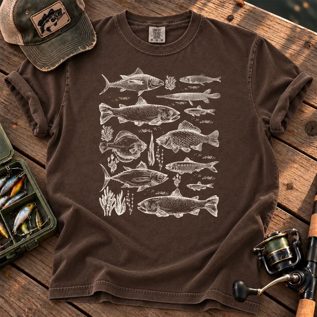 Freshwater Fish Species T-Shirt in Espresso