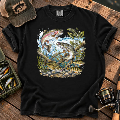 Freshwater Trout River T-Shirt in Black