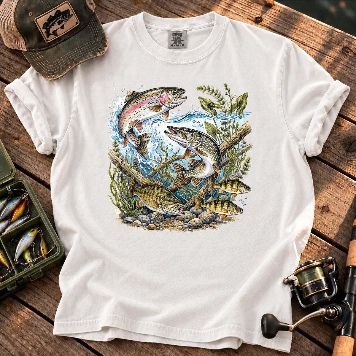 Freshwater Trout River T-Shirt in White