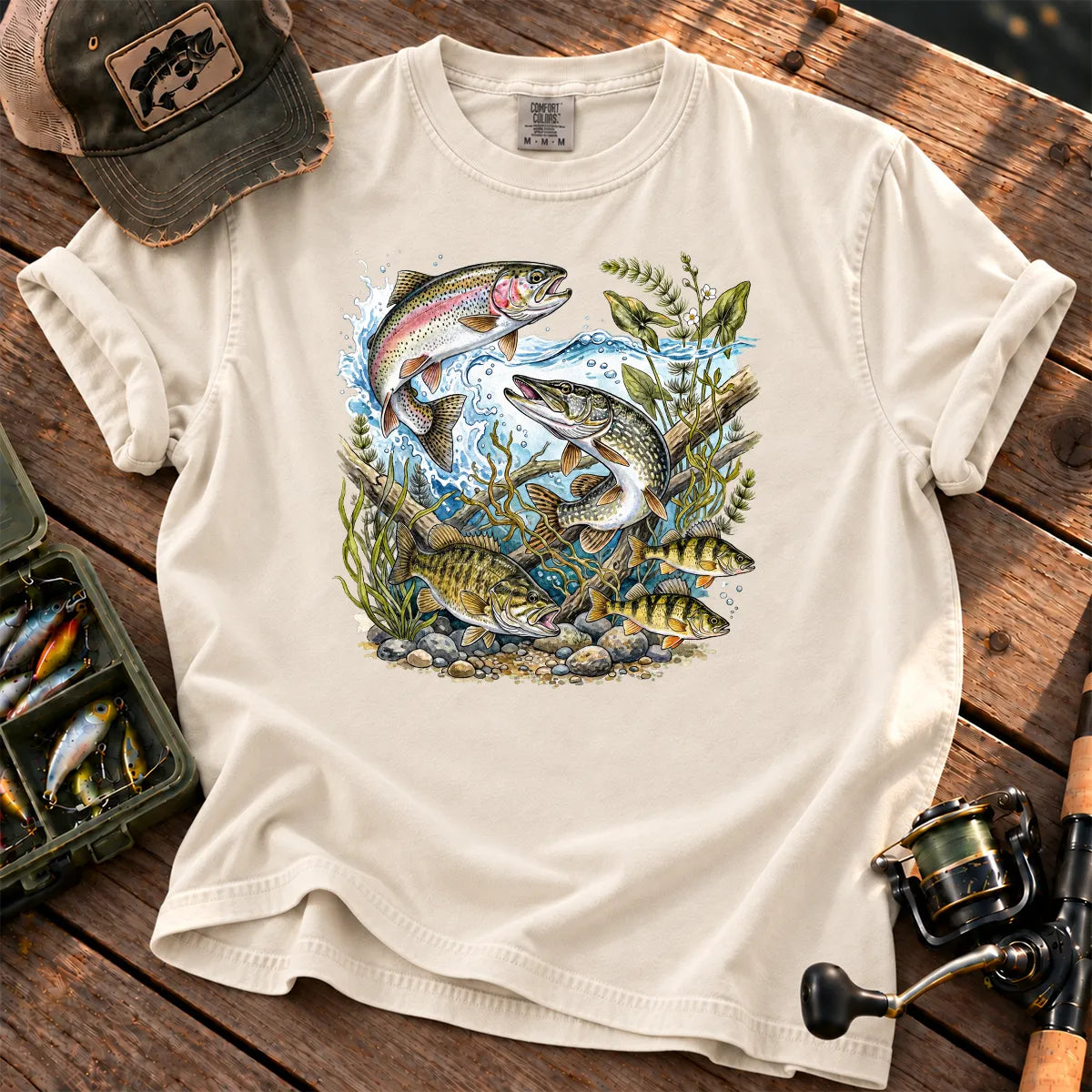 Freshwater Trout River T-Shirt in Ivory