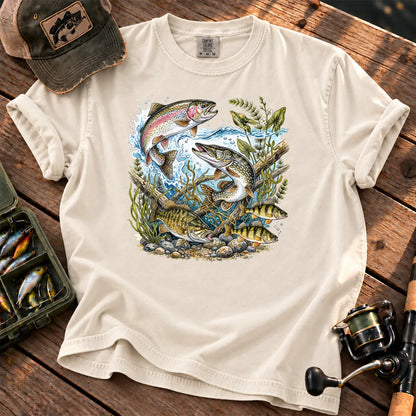 Freshwater Trout River T-Shirt in Ivory