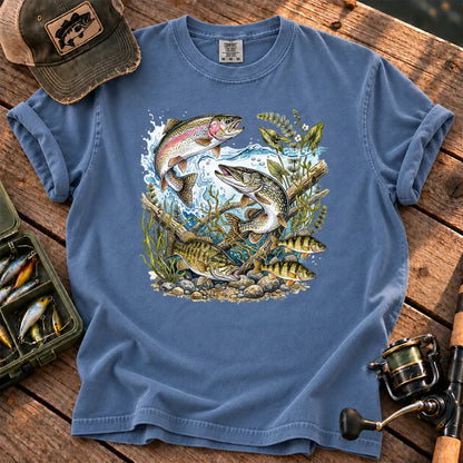 Freshwater Trout River T-Shirt in Blue Jean