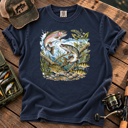 Freshwater Trout River T-Shirt in True Navy