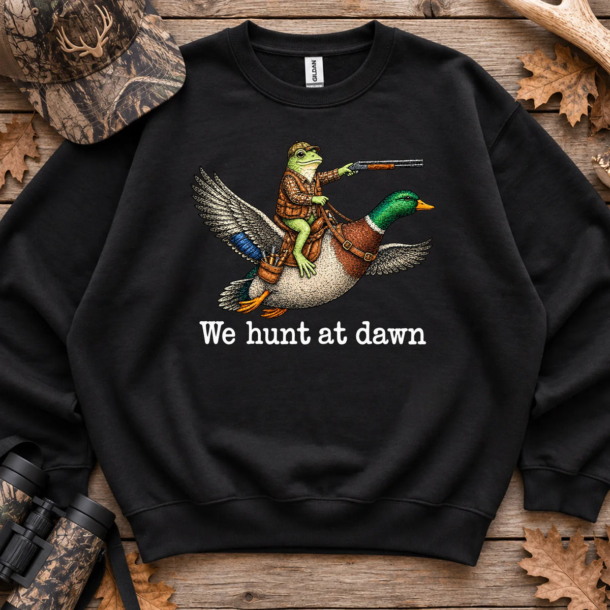 Frog We Hunt at Dawn Sweatshirt in Black