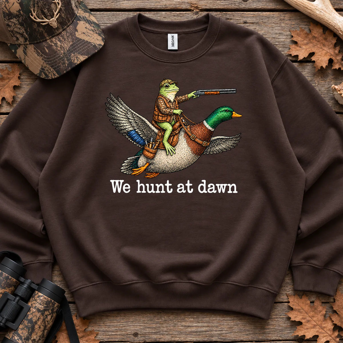 Frog We Hunt at Dawn Sweatshirt in Dark Chocolate