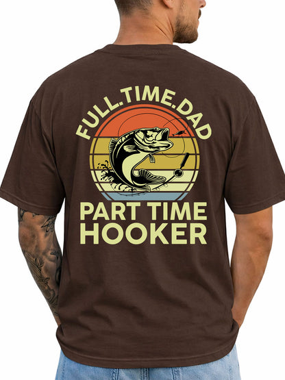 Dark Chocolate T-shirt back with retro bass and fishing-dad hooker joke graphic