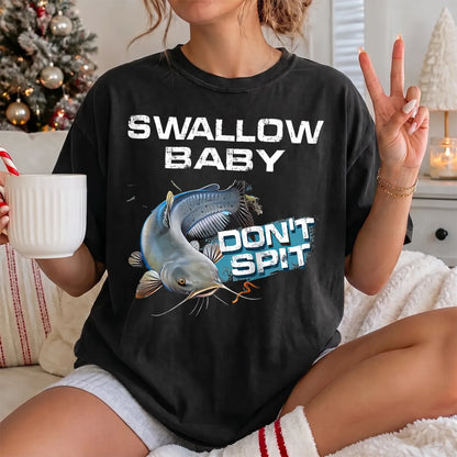 Funny Catfish Fishing T-Shirt Women model in Black