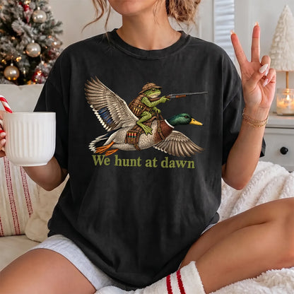 Funny Frog Duck T-Shirt Women model in Black