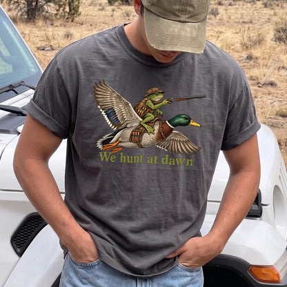 Funny Frog Duck T-Shirt Men model in Pepper