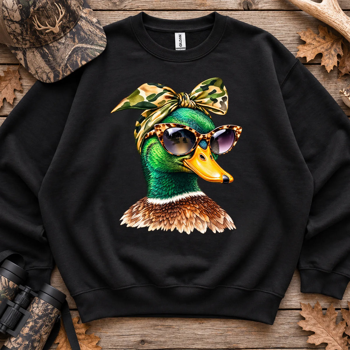 Funny Glam Mallard Duck Sweatshirt in Black