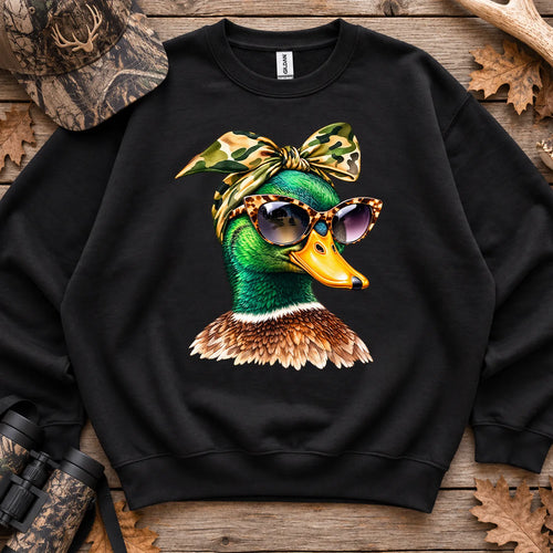 Funny Glam Mallard Duck Sweatshirt in Black