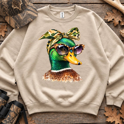 Funny Glam Mallard Duck Sweatshirt in Sand