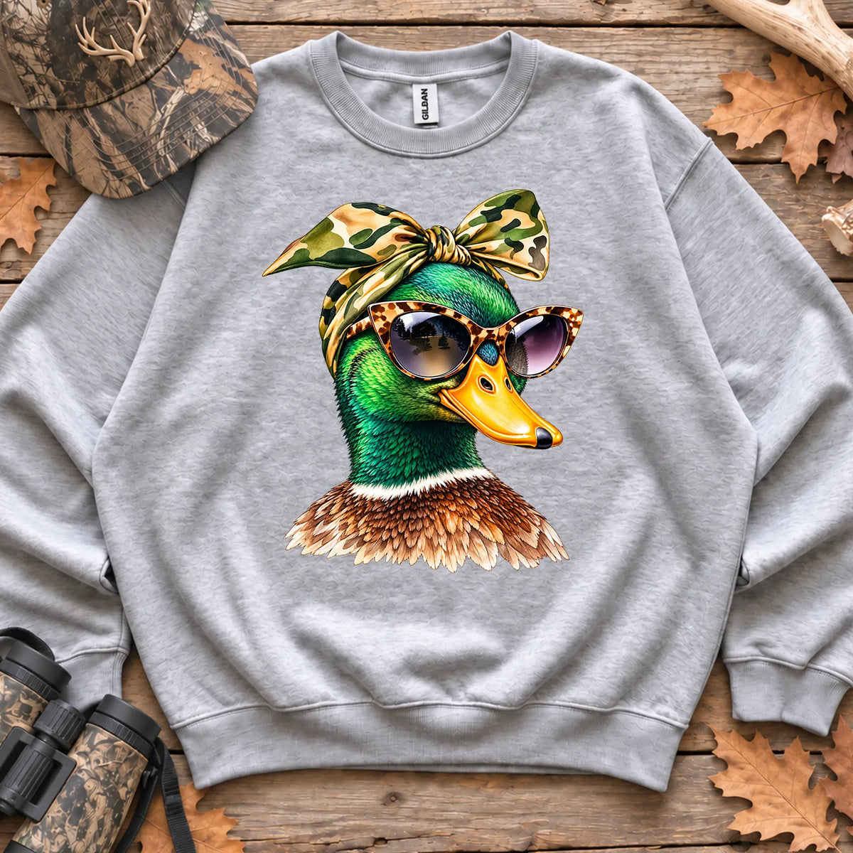 Funny Glam Mallard Duck Sweatshirt in Sport Grey