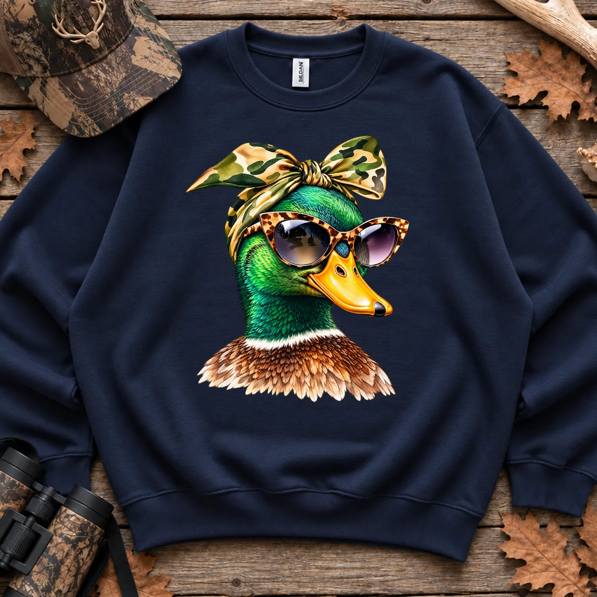 Funny Glam Mallard Duck Sweatshirt in Navy