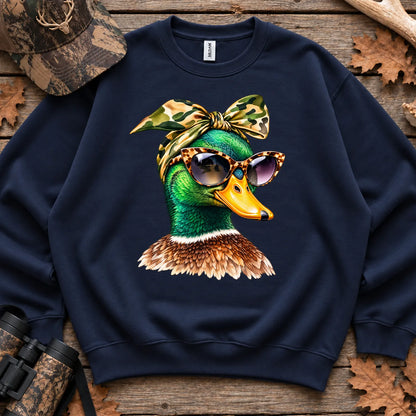 Funny Glam Mallard Duck Sweatshirt in Navy
