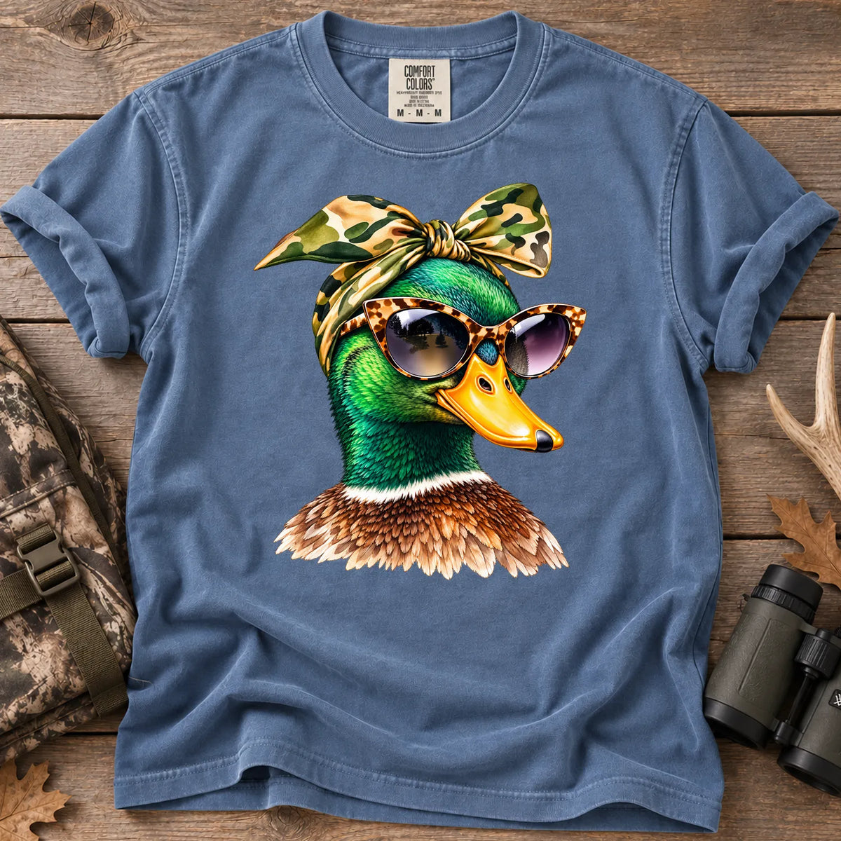 Funny Glam Mallard T-Shirt in Blue Jean