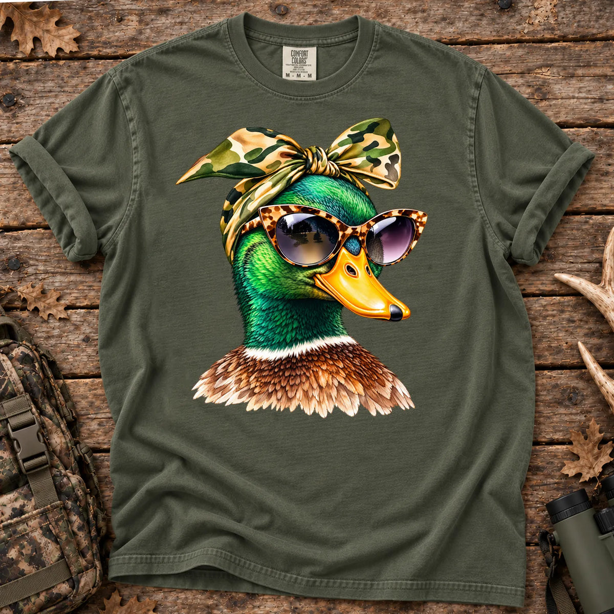 Funny Glam Mallard T-Shirt in Moss