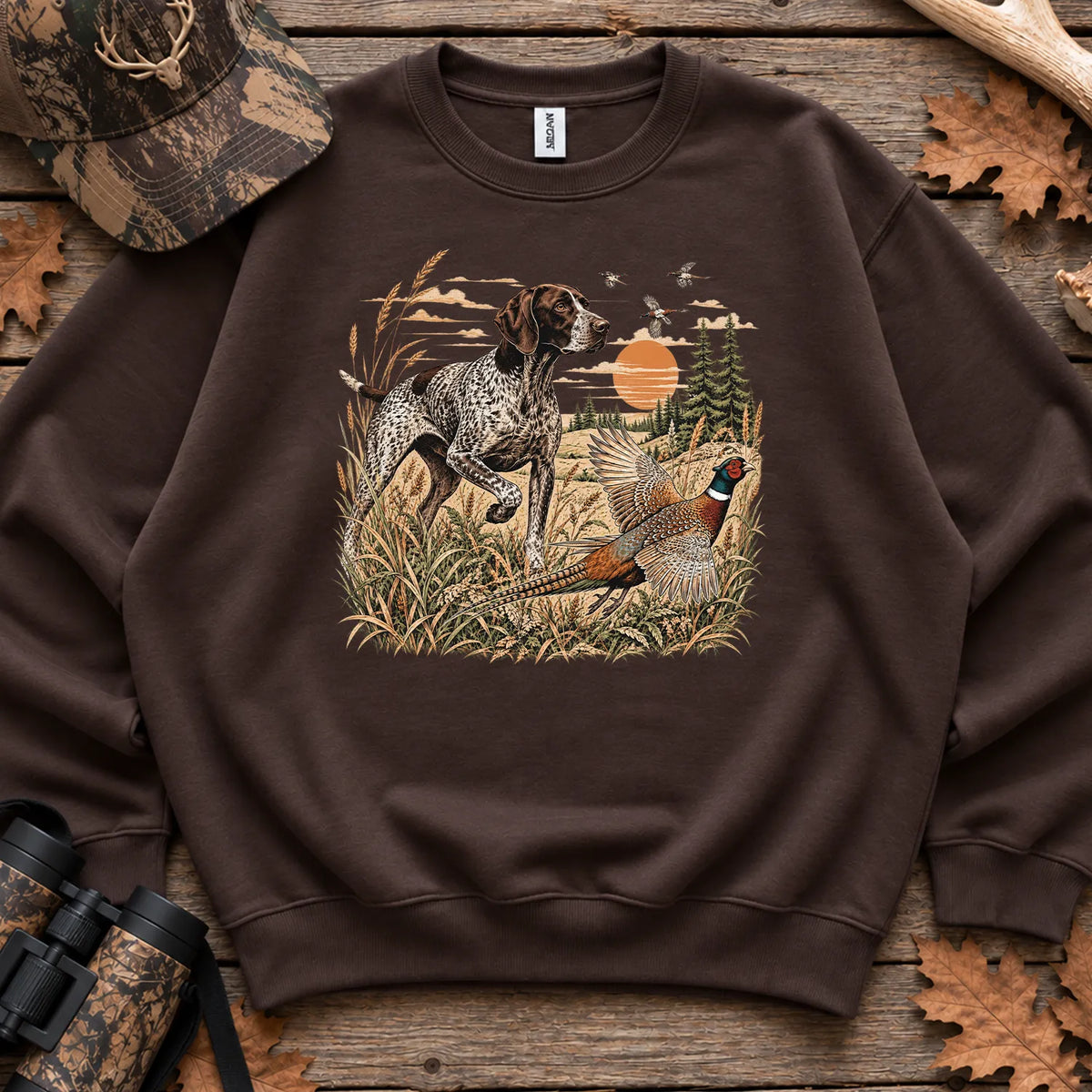 German Shorthaired Pointer Hunter Sweatshirt in Dark Chocolate