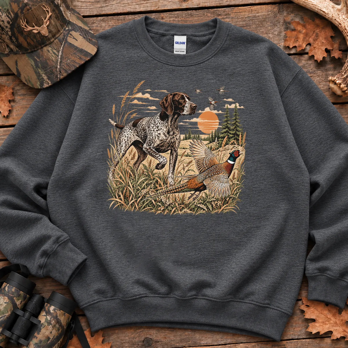 German Shorthaired Pointer Hunter Sweatshirt in Dark Heather