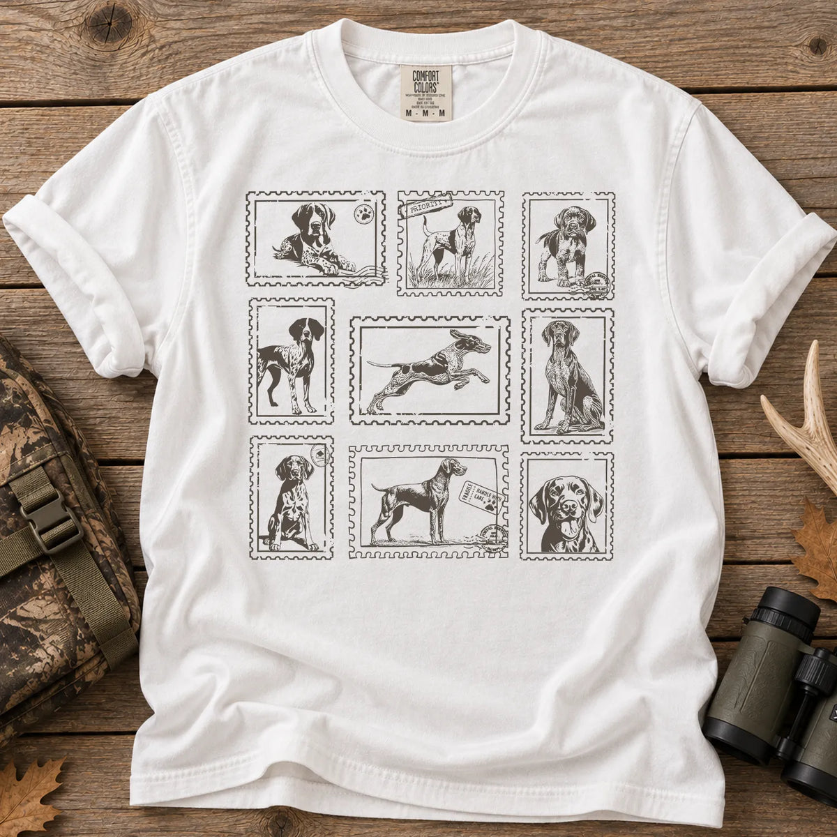 German Shorthaired Pointer Stamp T-Shirt in White