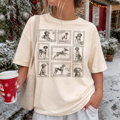 German Shorthaired Pointer Stamp T-Shirt Women model in Ivory
