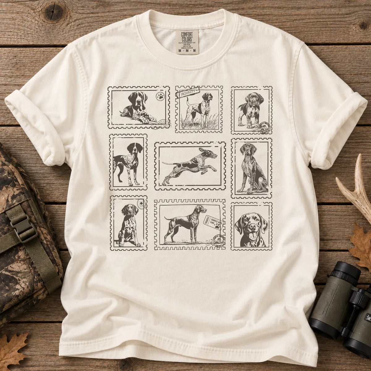 German Shorthaired Pointer Stamp T-Shirt in Ivory