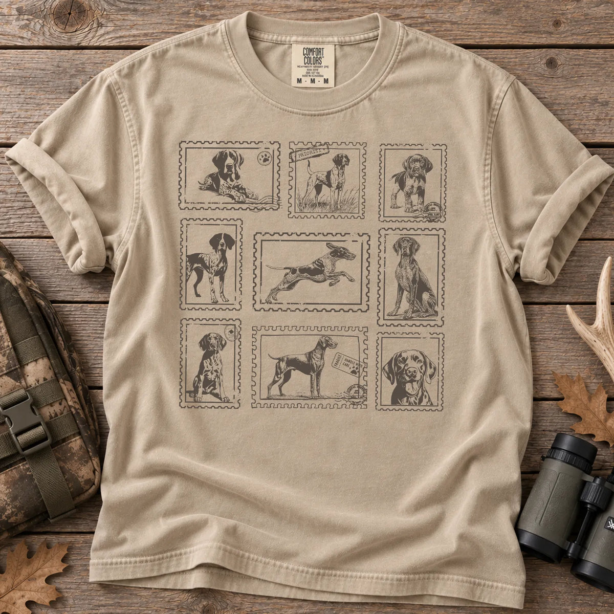 German Shorthaired Pointer Stamp T-Shirt in Sandstone