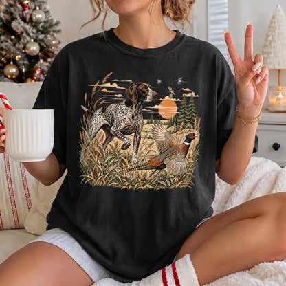 German Shorthaired Pointer T-Shirt Women model in Black