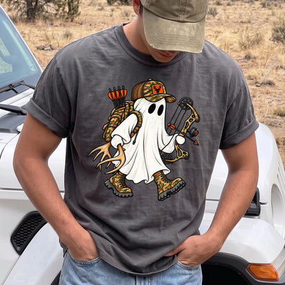 Ghost Bow Hunter T-Shirt Men model in Pepper