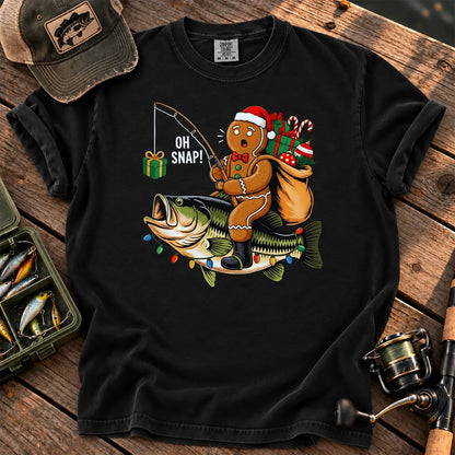 Gingerbread Bass Fishing T-Shirt in Black