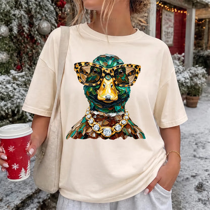 Glam Duck Hunting T-Shirt Women model in Ivory